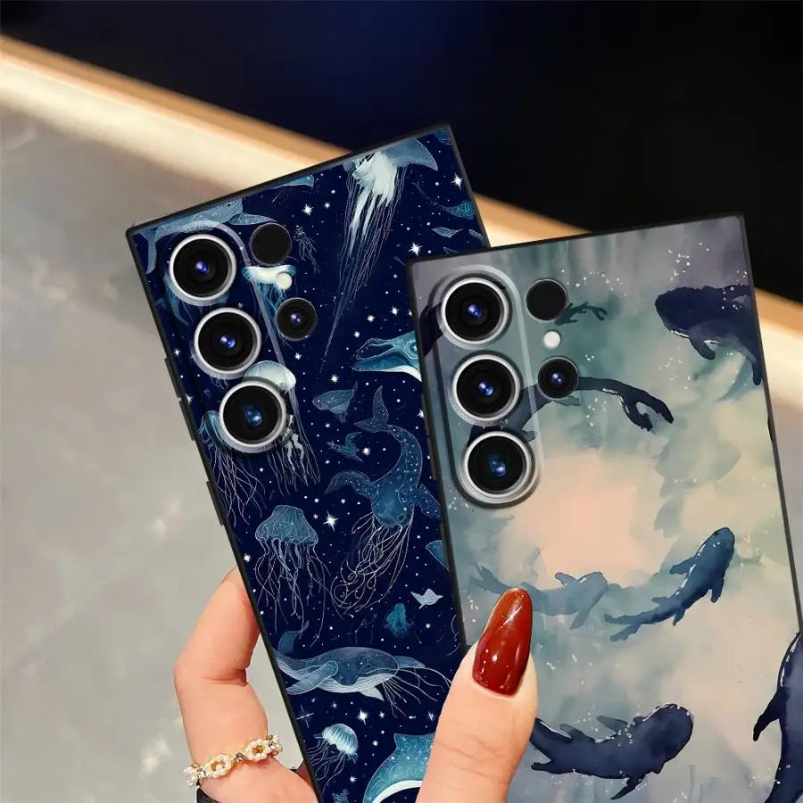 Funda Phone Cover Case for Samsung Galaxy S26 Ultra S10 S9 S23 S20 Ultra S25 Plus S24 S21 FE Note 20 8 9 10 Ocean Shark Whale