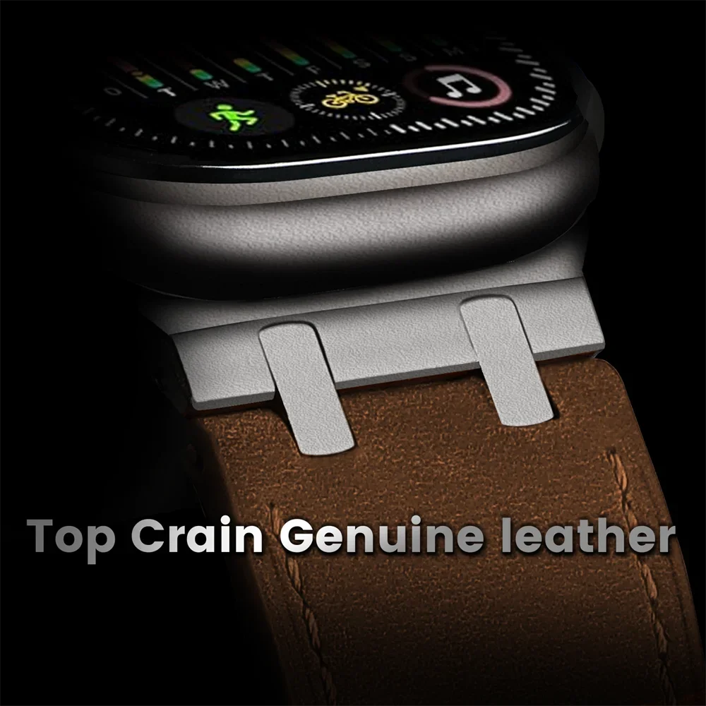 Ap Crazy horse pattern Leather strap For Apple watch band 44mm 45mm 46mm NEW Design bracelet series 5 6 SE 7 8 9 10 ultra/2 49mm