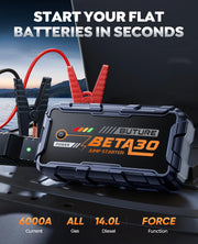 BUTURE 6000A Car Jump Starter Power Bank 18W Portable  Battery 26800 mAh Car Battery Emergency Boosters BETA30