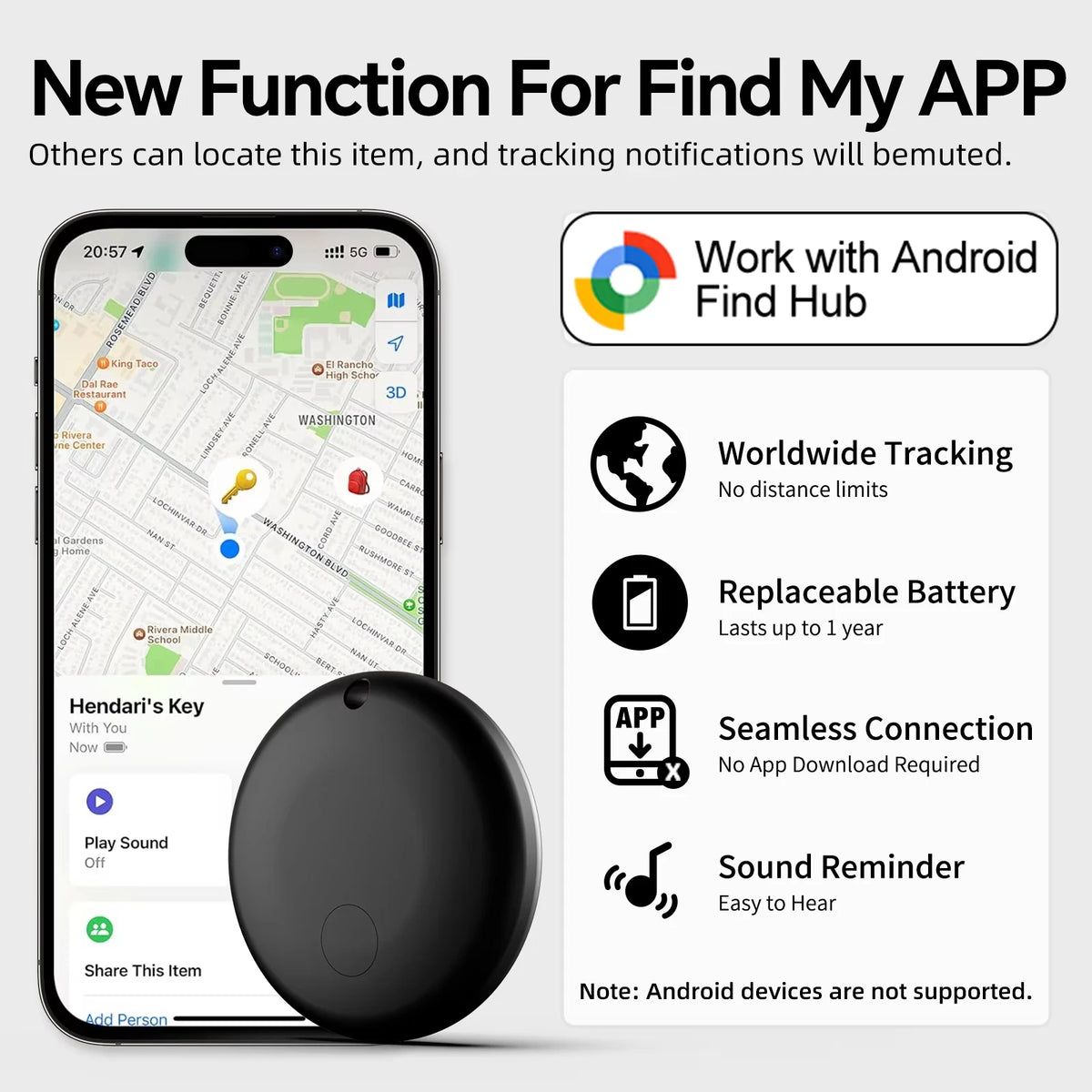 Android Anti-lose Tracker for Google Find My Positioning Far Away Finder Voice Locate Suitcase Keys Bag Toys Smart Airtag
