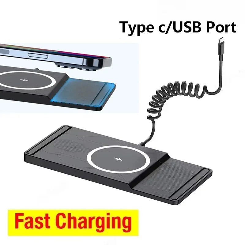 Car Wireless Charger Phone Pad for iPhone 17 16 15 14 13 12 Pro Max AirPods Samsung Xiaomi Airpods Pro 2 Fast Charging Station
