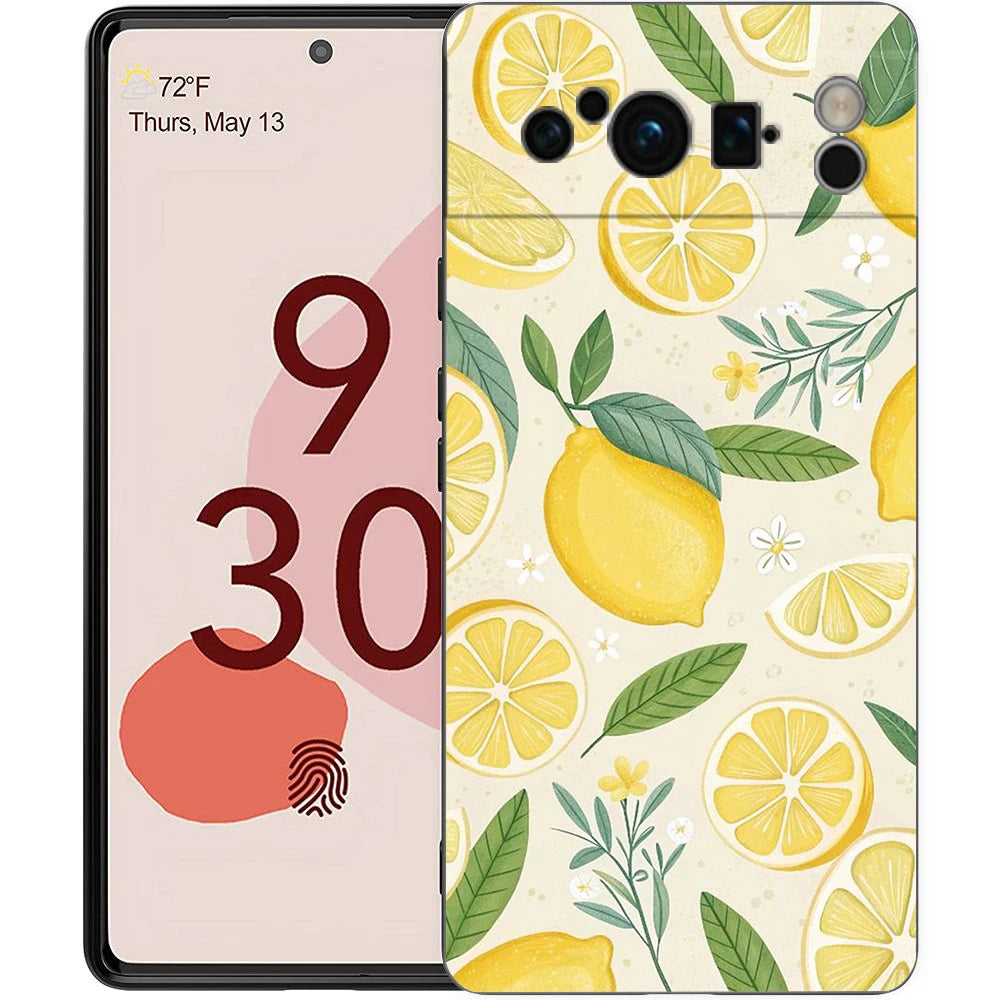 Fresh Summer Fruit Lemon Cherry Phone Case Cover for Google Pixel 10 9 8 7 6 7A 6A Pro Shockproof Soft TPU 9 Pro XL Shell Capas