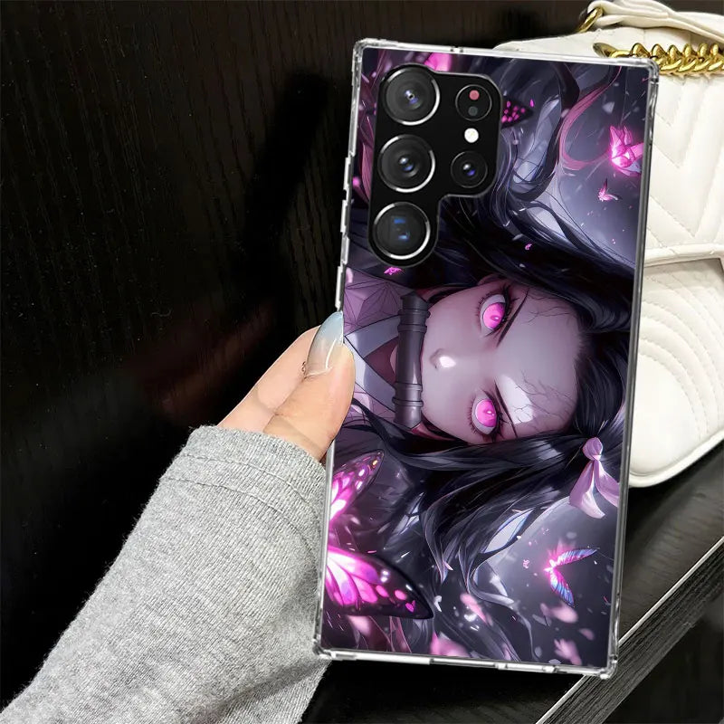 Kamado Nezuko Demon Slayers Case for Samsung Galaxy S25 S24 S23 S22 Ultra Soft Phone Cover S25 Edge S21 Plus S20 FE S10 + Black