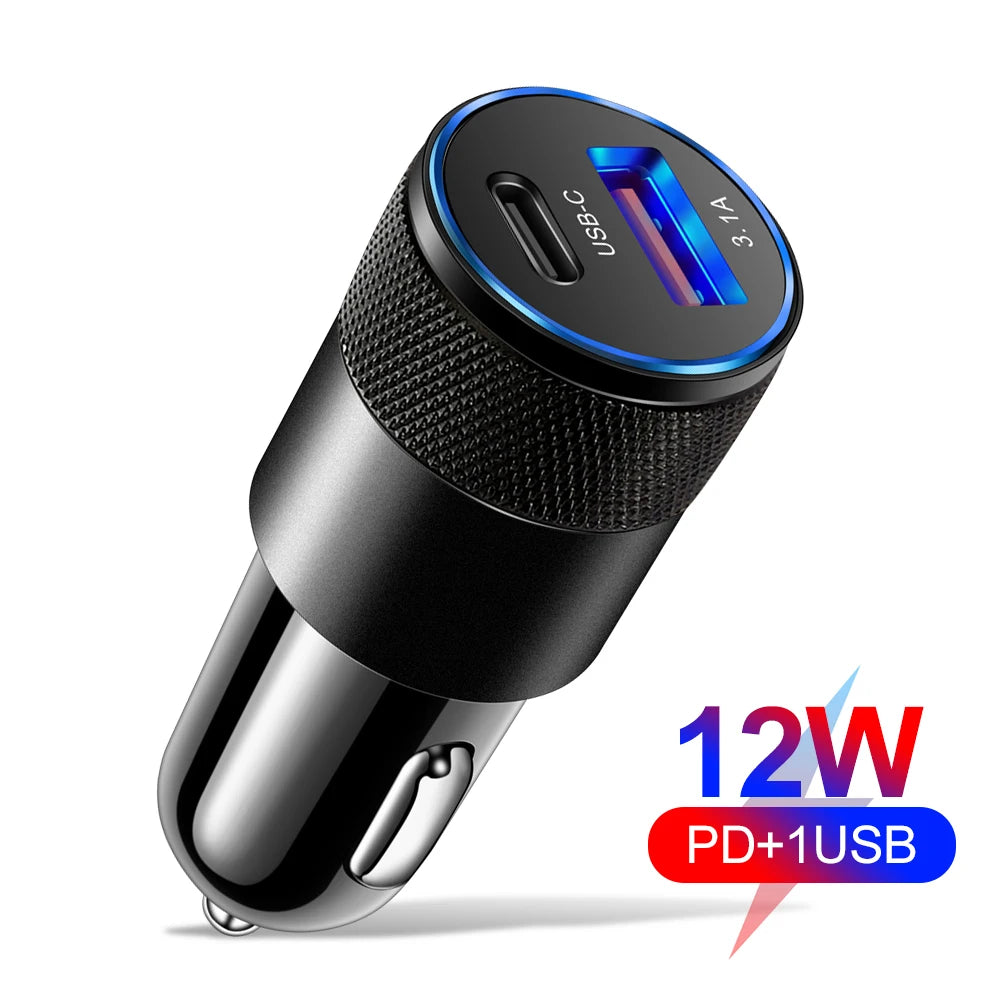 66W 3.1A USB Car Charger Type C Fast Charging Adapter For Xiaomi Huawei iPhone PD Charger Car Adapter Socket Cigarette Lighter