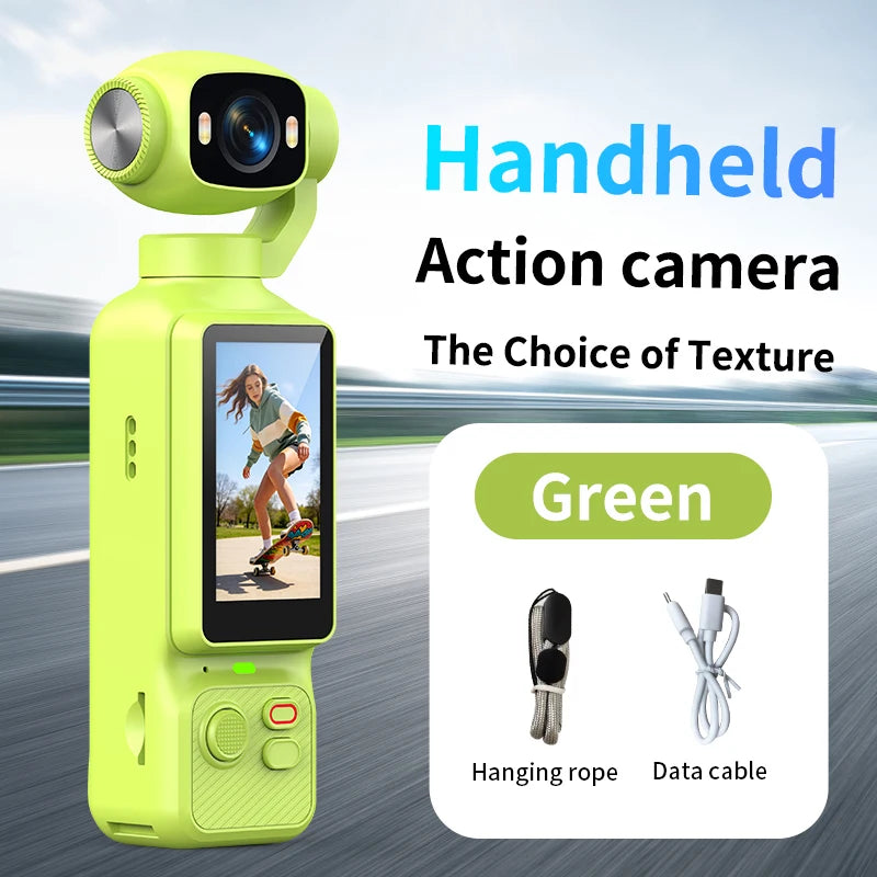 Pocket Handheld Vlog Camera 180°Rotatable Lens Anti-shake Stabilizer HD Portable Action Cam Built-in Fill Light Outdoor Travel
