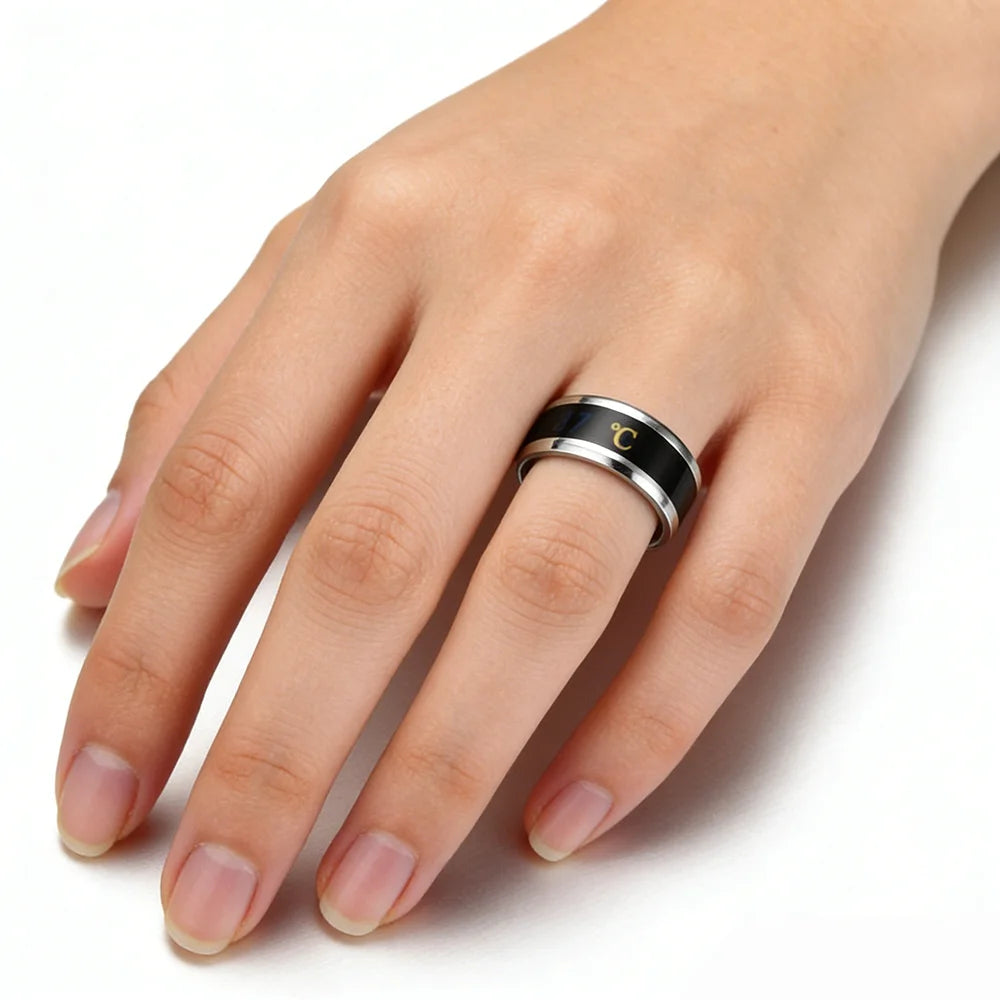 Smart Stainless Steel Multifunctional Ring for Couple Mood Feeling Intelligent Temperature Sensitive Rings Waterproof Jewelry