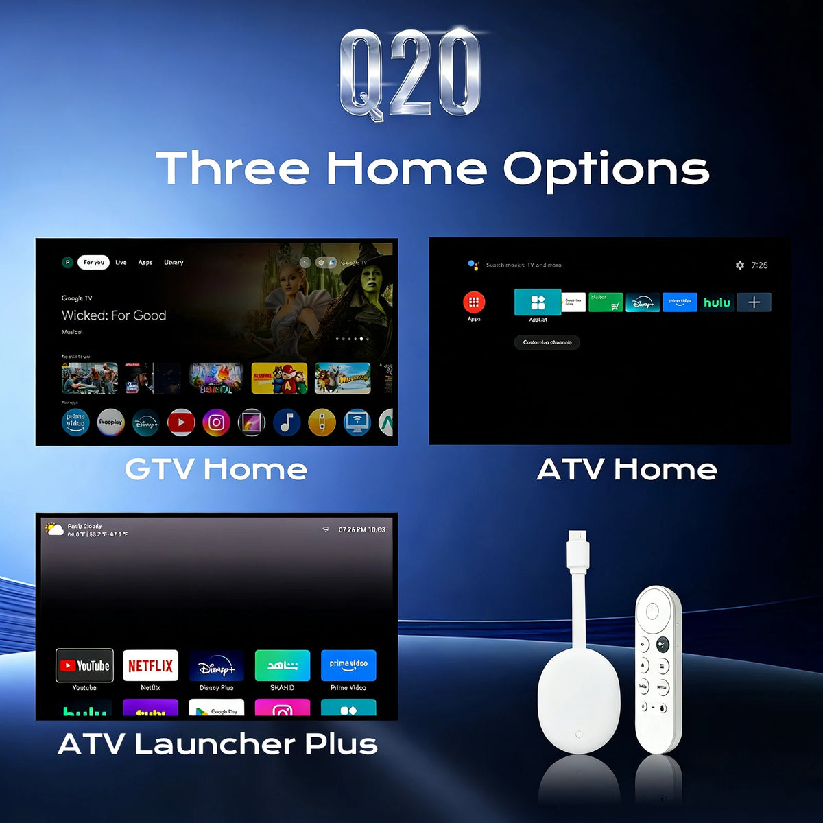 BOXPUT Q20 4K HDR TV Stick Allwinner H618 Android 12 Dual‑Band WiFi6 Android TV Launcher Streaming Player Bluetooth Voice Remote