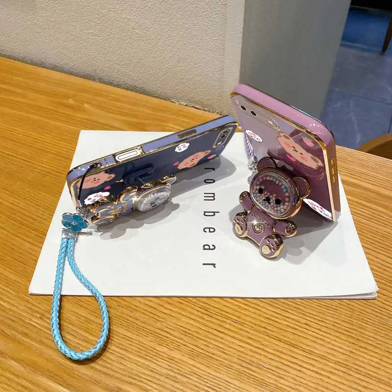 Clover Strap Lanyard Love You Bear Phone Holder Case On For iPhone 8 Plus 7 6 6s Plus Se 2020 7plus 8plus X XR XS Max Back Cover