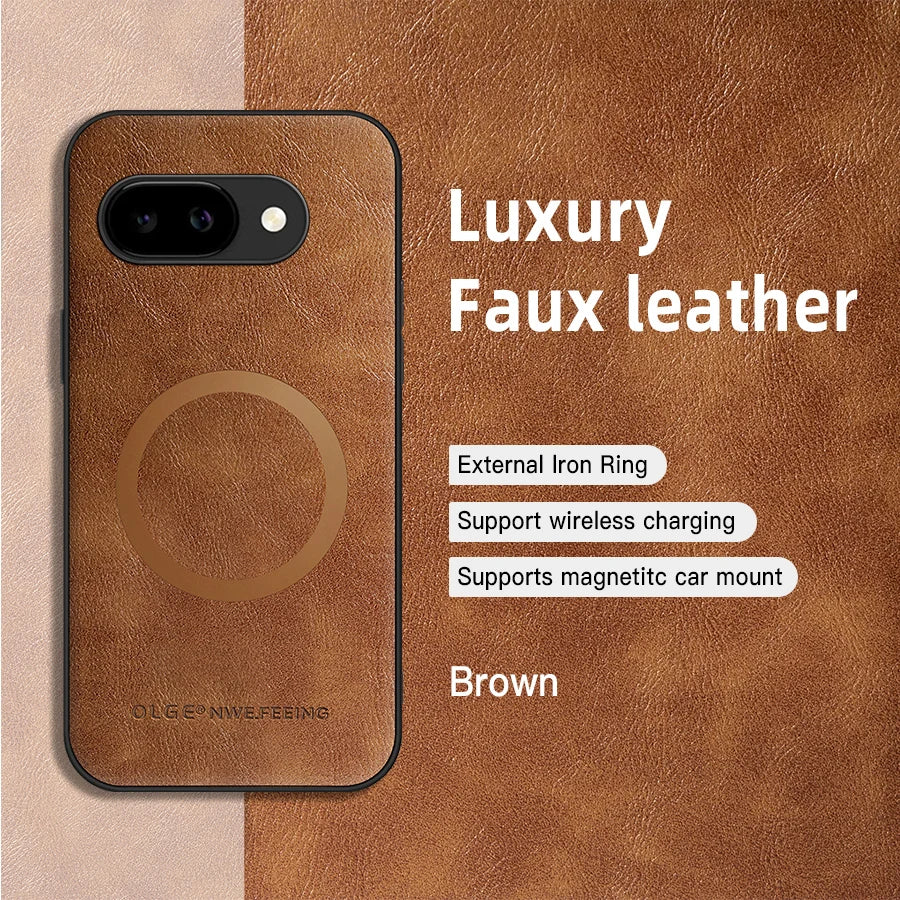 For Magsafe Leather Phone Cases for Google Pixel 7 7A 8 8A 9 9A 10 10A 11 Pro XL Magnetic Wireless Charging Protective Cover