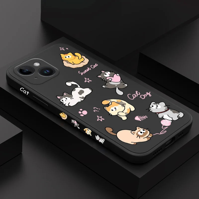 Cat String Ball Phone Case For iPhone 17 17 Air 16 16e 15 14 13 12 11 X XR XS Plus Pro Max Mini Silicone Cover