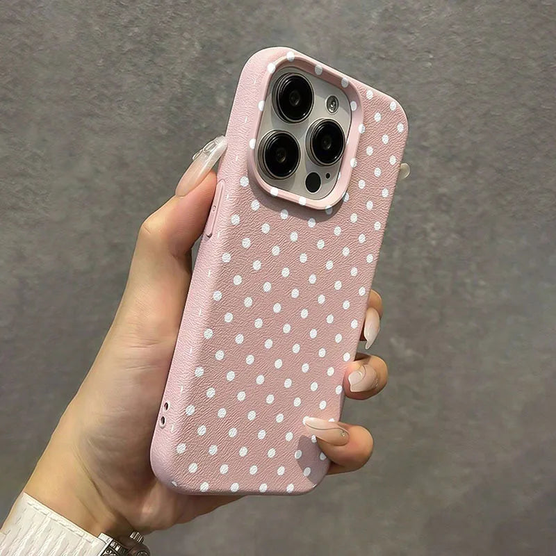 White Polka Dot Pattern Phone Case for Samsung S26 S25 S24 S23 S22 S21 S20 Note20 Ultra Plus A73 A55 5G Silicone Cover