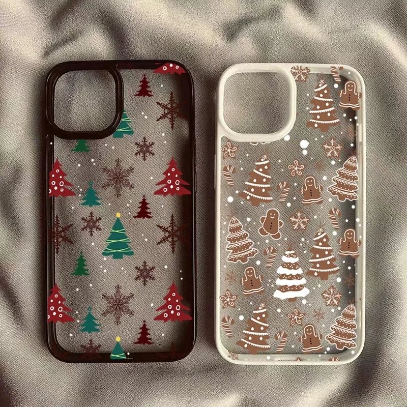 Christmas Tree Snowman Phone Case For iPhone 16 15 Pro Max 14 13 12 11 XR X XS Max 7 8 Plus SE 2020 Shockproof Clear Phone Cover