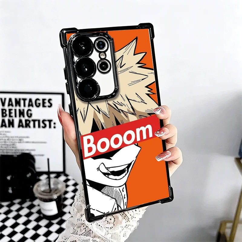 MHA My Hero Bakugou Katsuki Plating Phone Case For Samsung Galaxy S25 S26 Edge S24 S23 Ultra S22 S21 Plus S20 FE Anti-Fall Prote