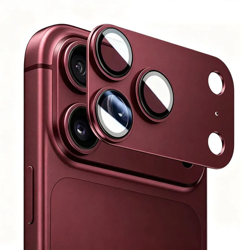 Camera Lens Protector for iPhone 18 Pro Max 18 Pro Full Cover Frosted Metal Alloy Tempered Glass Protective Cap Dark Cherry Blue