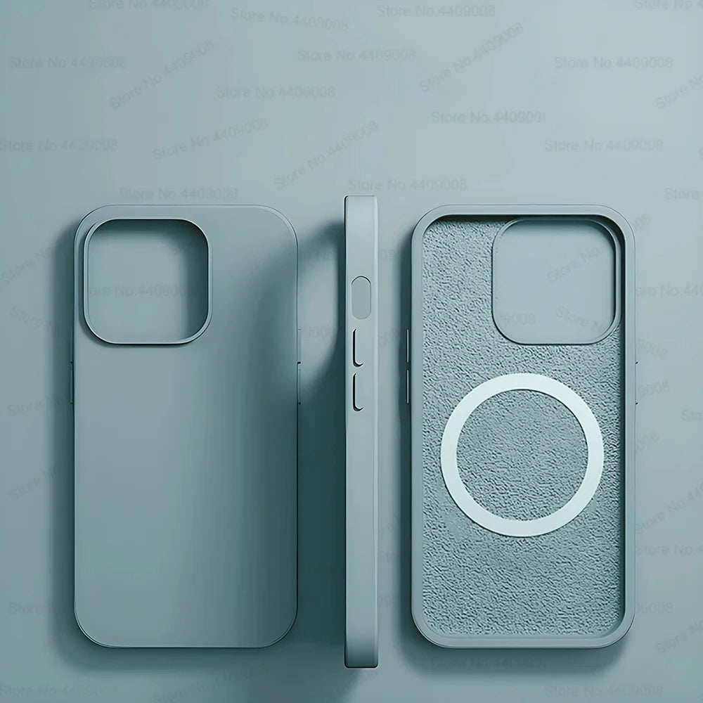 For Magsafe Liquid Silicone Case For iPhone 15 14 13 12 11 Pro Max Plus Wireless Charging Soft Back Cover Shockproof Accessories