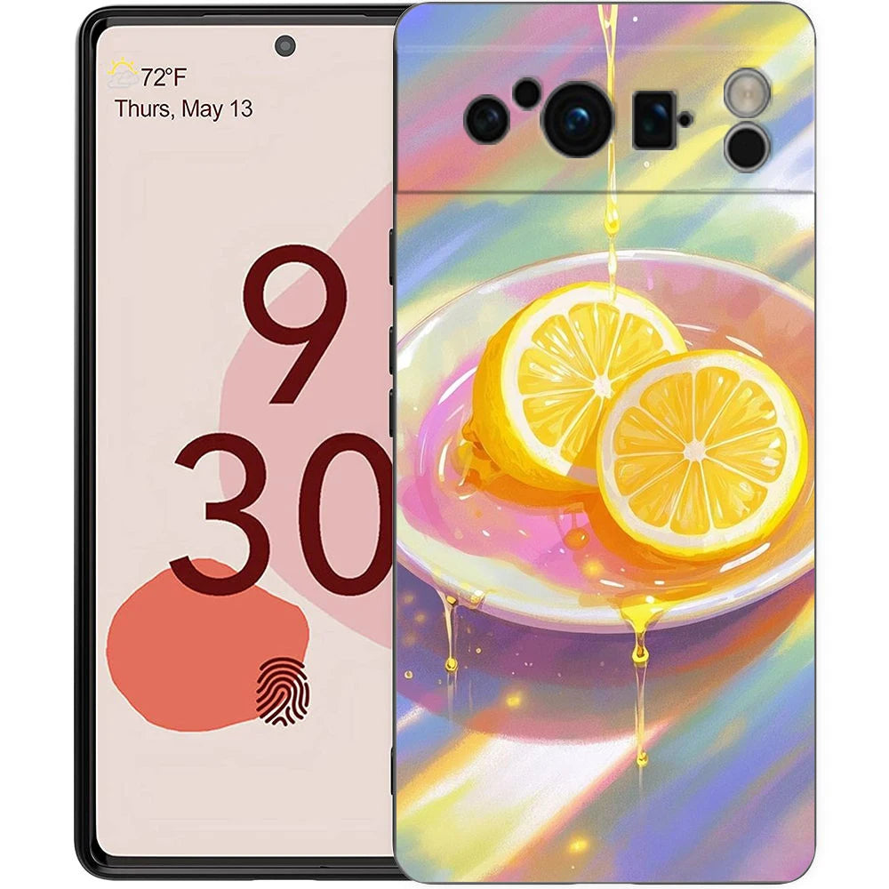 Fresh Summer Fruit Lemon Cherry Phone Case Cover for Google Pixel 10 9 8 7 6 7A 6A Pro Shockproof Soft TPU 9 Pro XL Shell Capas