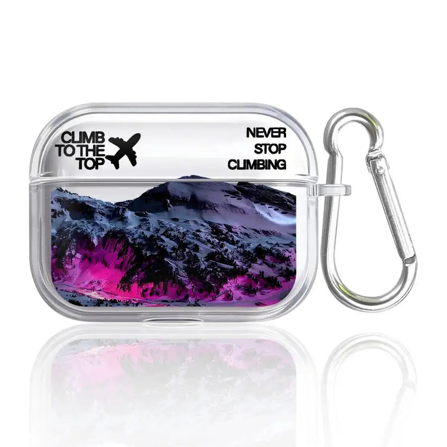Case For Airpods 1 3 2 Pro3 Pro 4 Pro2 Clear Earphone Cases Cover Snow Mountain Airplane