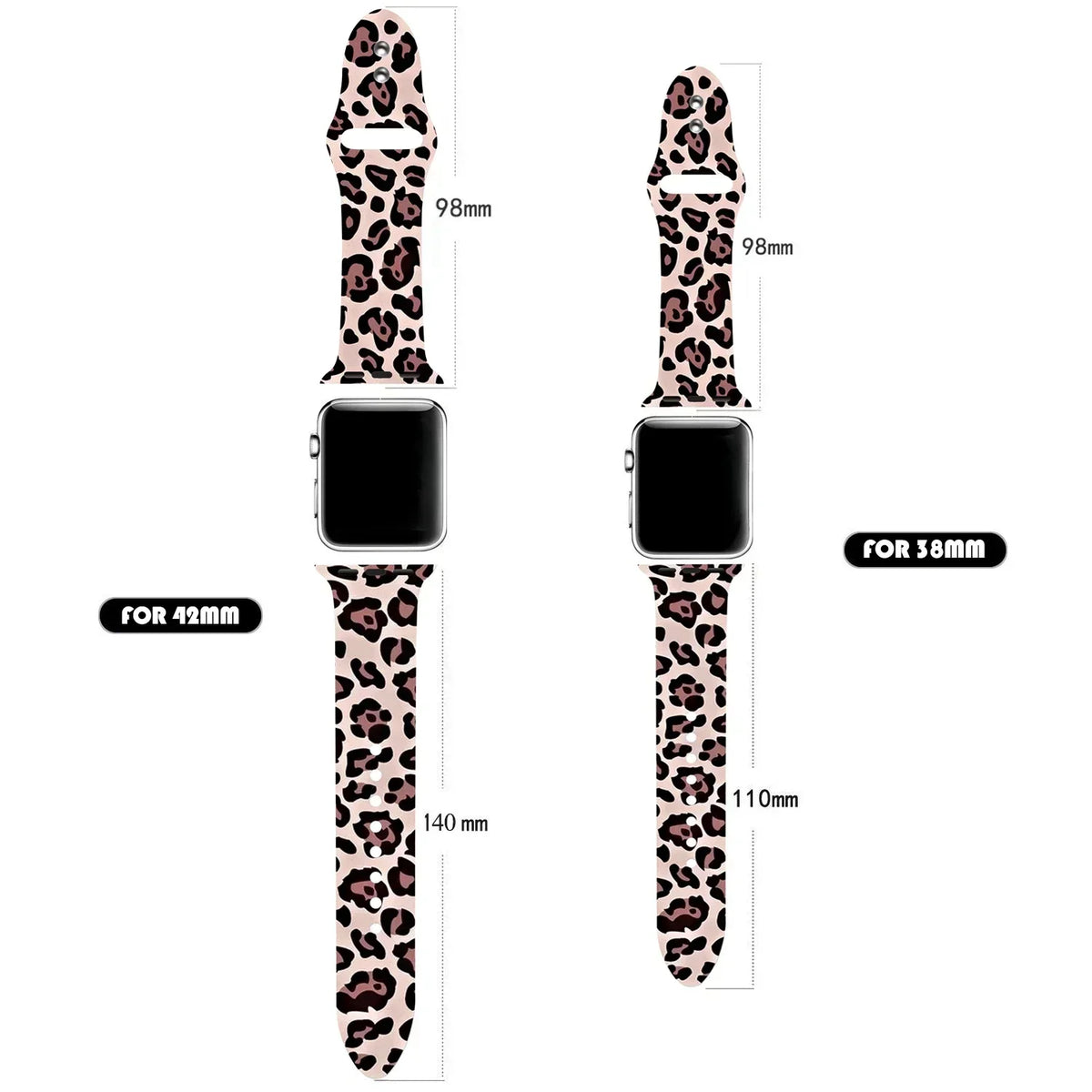Silicone Leopard Printed Watchband for Apple Watch Ultra 4 3 49mm 40 42mm 44 Bracelet for IWatch Series 12 11 10 46mm 9 41 45mm