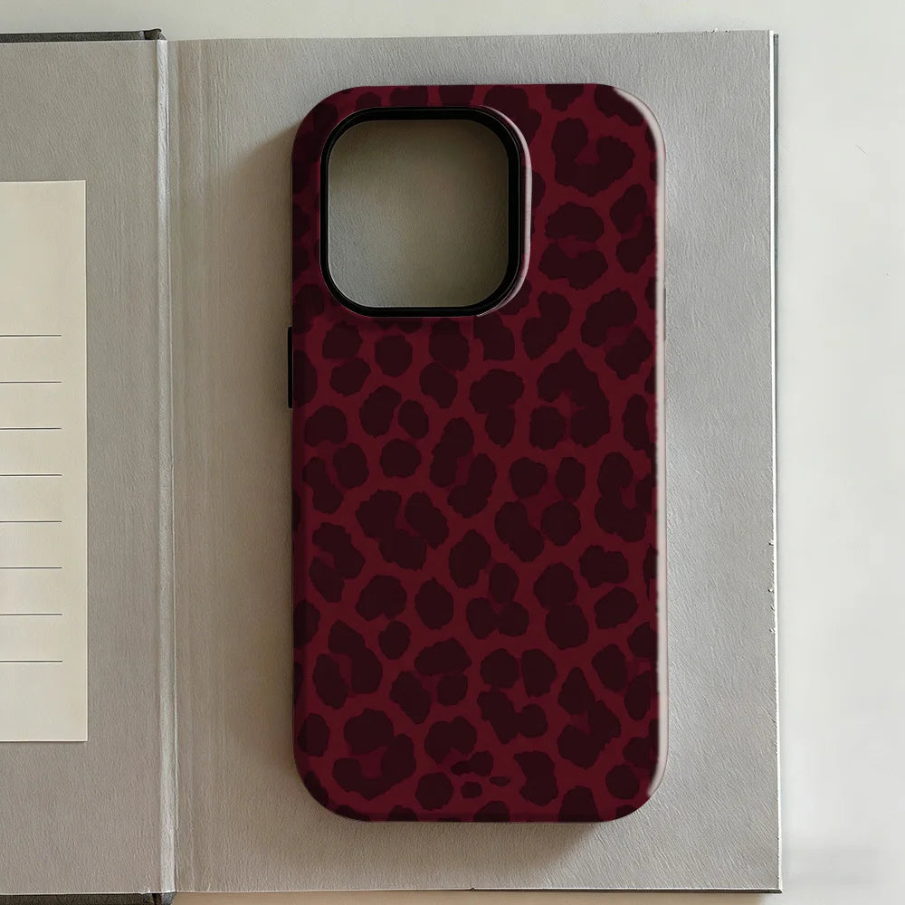 Clmj Swag Retro Leopard Print Phone Case for iPhone 17 17e 16e 16 15 14 13 12 11 X XS XR XSMAX 7 8 Air Pro Max Plus Double-layer