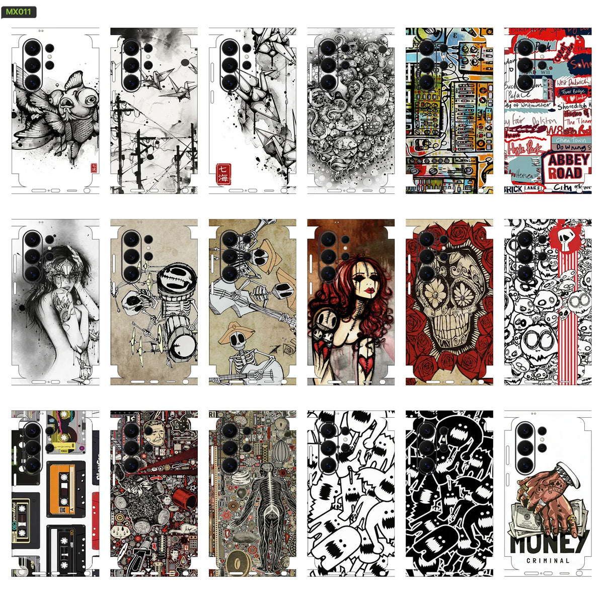 MIX011 Skins Grain Film Wrap Phone Back Sticker For SAMSUNG Galaxy S25 S26 Ultra S24 Plus S22 Ultra S22 S21 FE Film