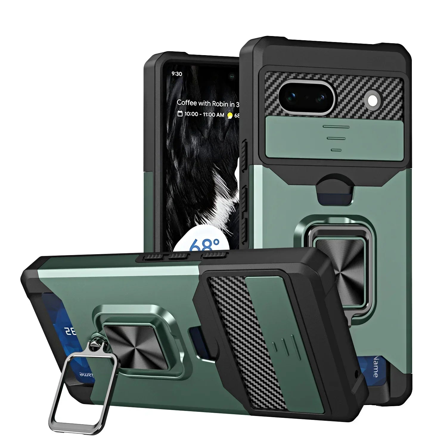 Card Slot Wallet Ring Holder Case For Google Pixel 10 9 Pro XL 8 7 6 Pro 10A 9A 7A 8A 6A Slide Camera Protect Armor Bumper Cover