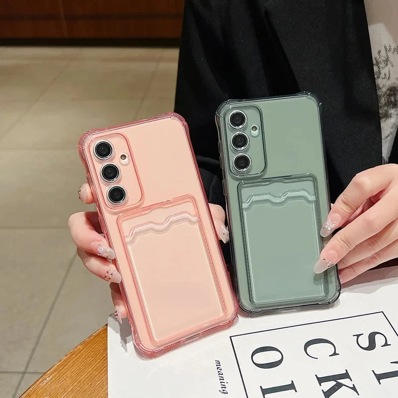 For Samsung Galaxy S23 S23FE FE S23Ultra Ultra S23Plus Plus S23+ + S22 S21 S20 S30 S10 Clear Card Slot Bag Case Soft Cover Capa