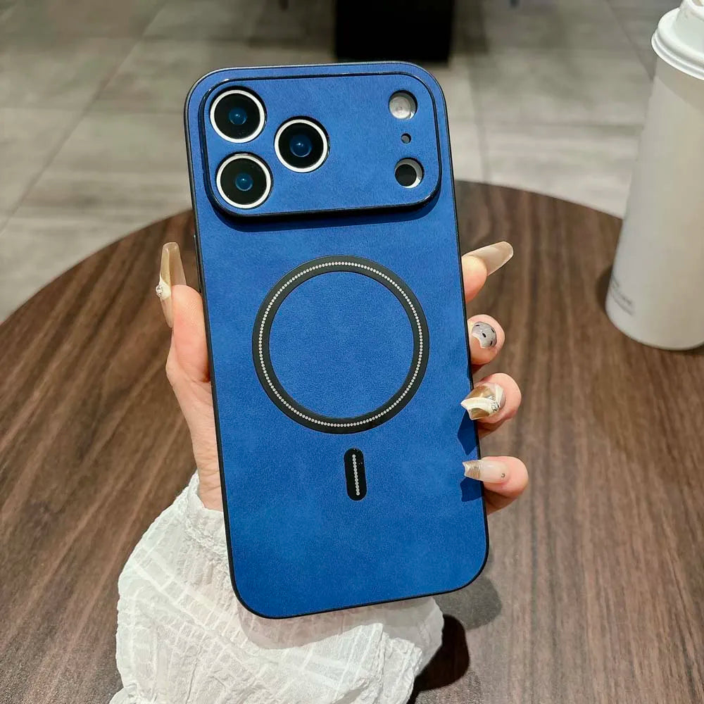 For Magsafe Leather Shockproof Phone Cases For iPhone 17 16 15 14 13 12 11 Pro Max 16e Plus Air Magnetic Wireless Charge Cover