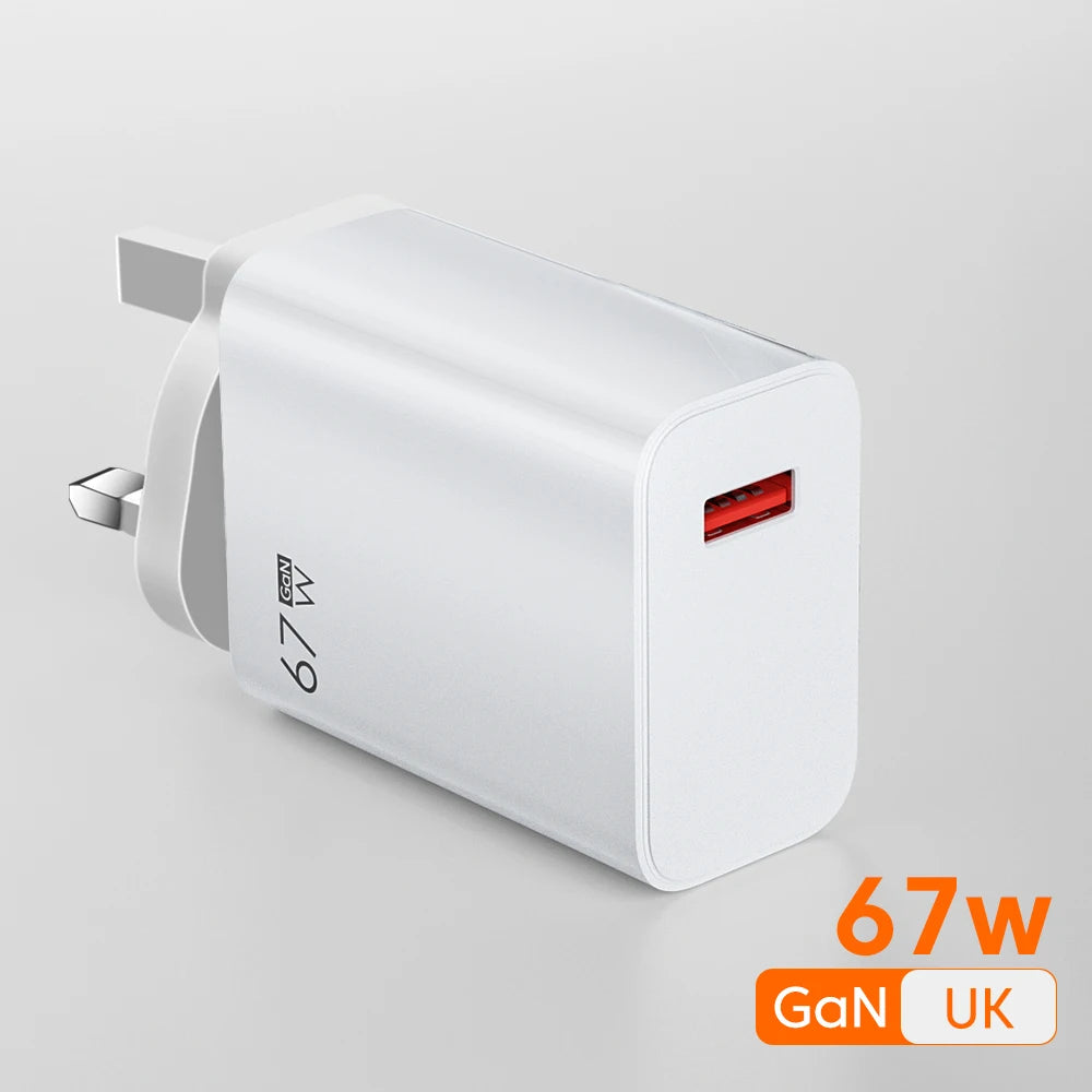 67W Fast Charger GaN USB Type C Power Adapter with Type C Cable USB High Speed Wall Charger For Xiaomi 17 15 14 Ultra Redmi Note