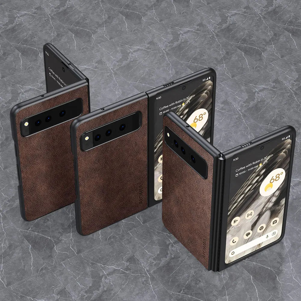 PU Leather Case for Google Pixel Fold 5G Simply Business Style Hard PC with PU 2in1 Material
