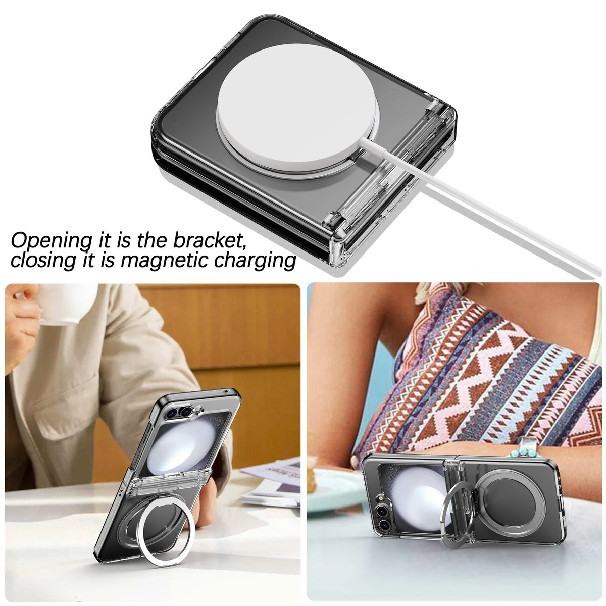 Solid Color Magnetic for Magsafe Hard Phone Case for Samsung Galaxy Z Flip 8 7 6 5 Shockproof Armor Protective Cover