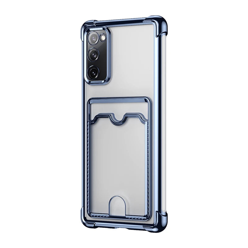 Luxury Shockproof Phone Case For Samsung Galaxy S25 Edge S24 S23 S22 S21 S20 FE Note 20 Ultra 9 Transparent Card Slot Bag Cover