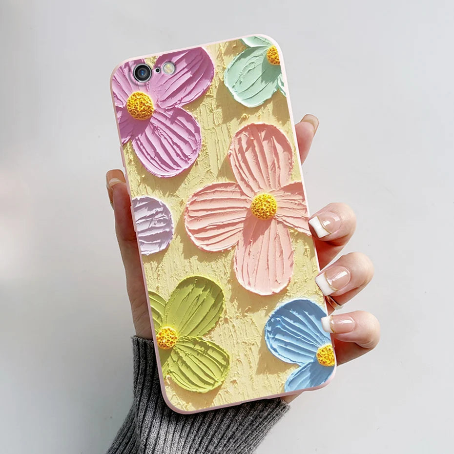 Stylish Painted Cover For iPhone 6 6S Plus Case iPhone6 6S Plus Cover Silicone Soft Phone Back Case For Apple iPhone 6 6S Coque