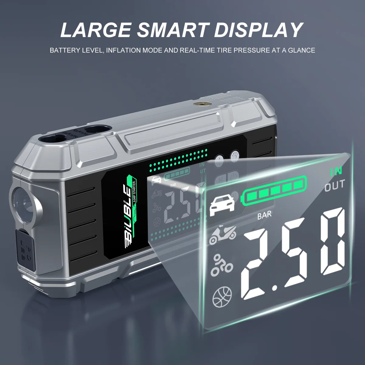 1500A peak Car Jump Starter 26800mAh Power Bank Portable Air Compressor 12V Starting Device for Car Battery Emergency Starter
