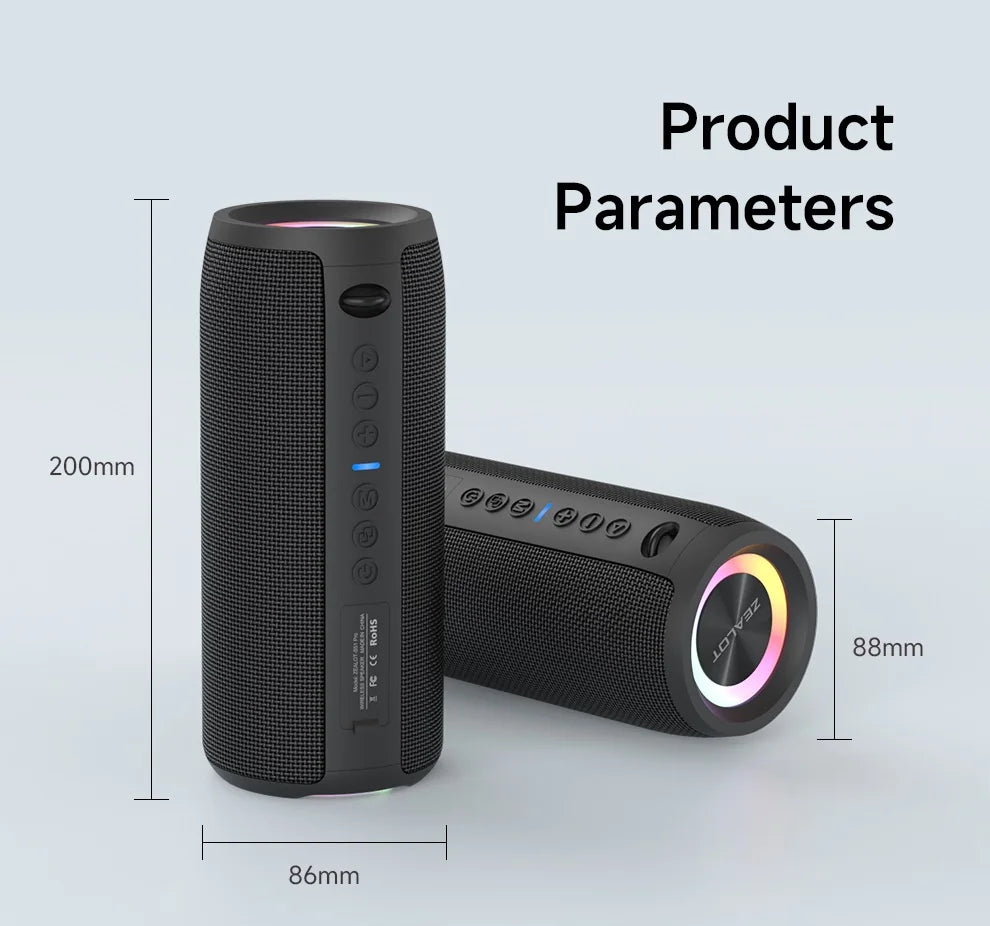 ZEALOT-S51PRO 40W High-power Bluetooth Speaker 3D Stereo Bass Bluetooth Speaker Portable IPX5 Waterproof Suitable TWS Boom Box
