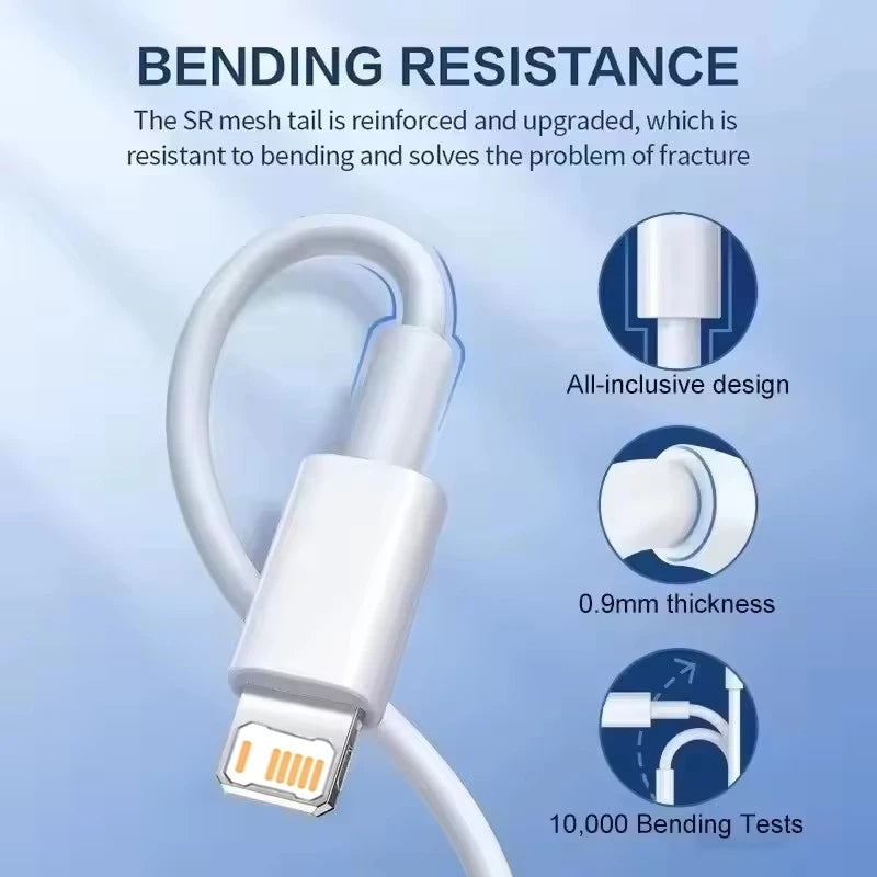3PCS USB Fast Charging Data Cable For iPhone X XR XS Max 11 12 13 Mini 14 Pro Max 6S 7 8 14 Plus Rapid Charge USB-A Phone Cables