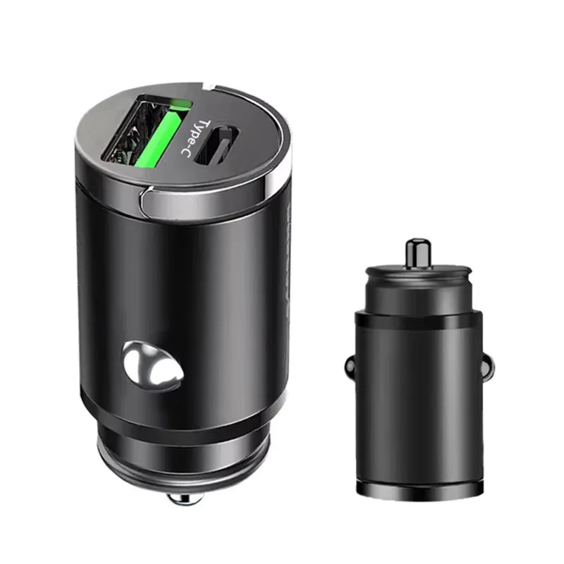 Mini 100W PD QC Pull Ring Fast Charging Car Charger USB C Car Phone Charger Adapter For iPhone Xiaomi Samsung Huawei