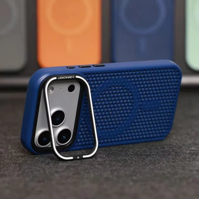 Camera mount mesh cooling case for iPhone 17 Pro Max 15 18 Pro 14 13 12 16 Pro Max For Magsafe wireless charging Shockproof cove
