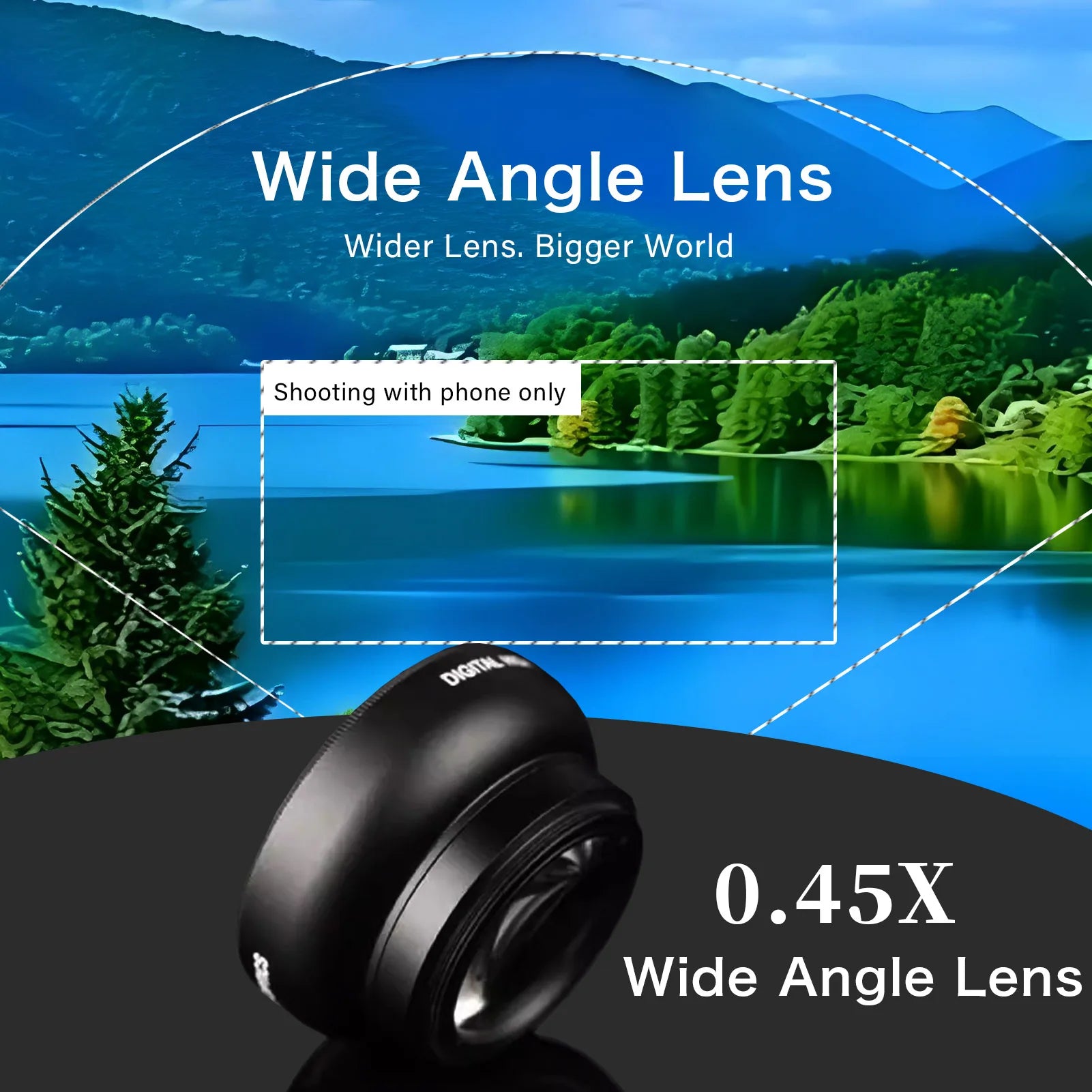 2 Functions Mobile Phone Lens 0.45X Wide Angle Len & 12.5X Macro HD Camera Lens Universal for iPhone Android Phone