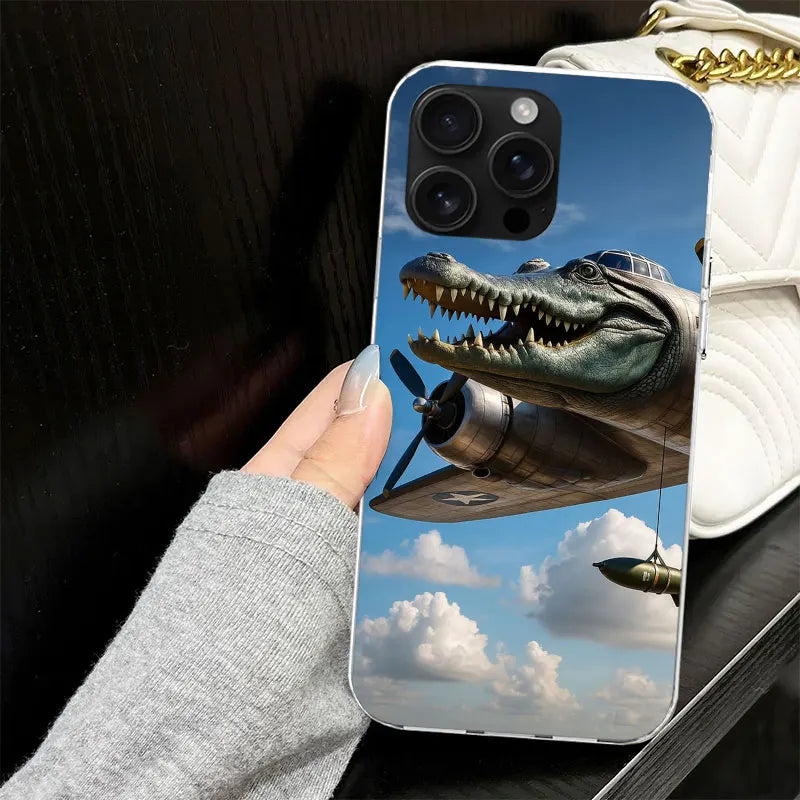 Italian Brainrot Animals Case for iPhone 13 12 Mini 11 Pro Max Soft Phone Cover X XS XR 7 SE 8 Plus 6 6S 5 5S Silicone Black Cap