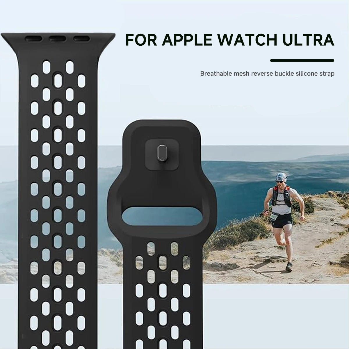 Breathable Silicone Strap for Apple Watch Ultra 4 3 2 49mm 46mm 45mm 41mm 44mm 42mm Band Bracelet for Iwatch Series 12 11 10 9 8