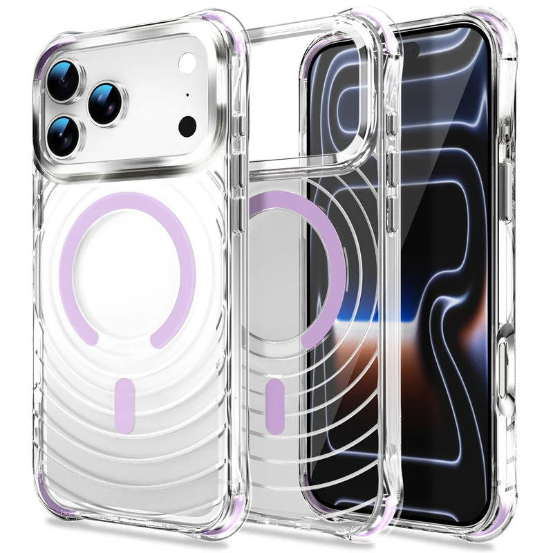 For Magsafe Magnetic Wireless Charge Cover For iPhone 18 17 Pro Max iPhone 18Pro Case Luxury Clear Transparent Shockproof Fundas