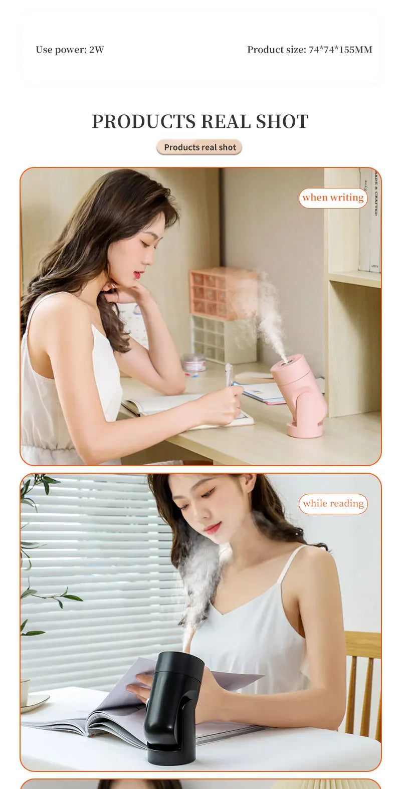 "360° Oscillating Humidifier & Air Purifier: Smart Desktop Mist Control with Ultra-Quiet USB Operation"