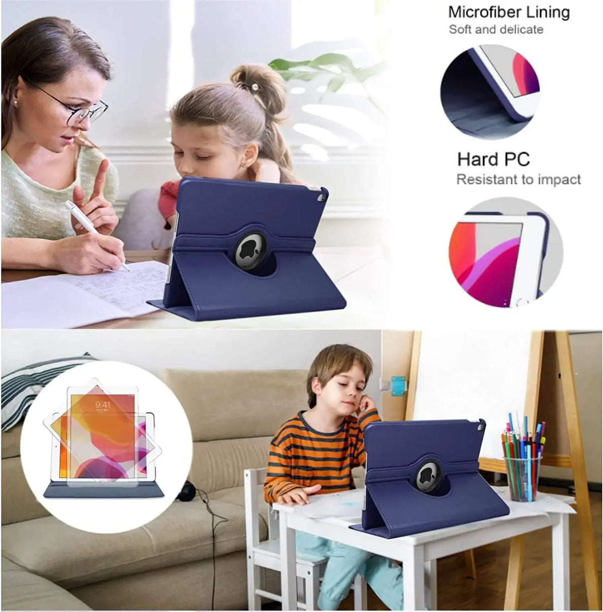Case For Apple iPad Pro 12.9 2015/2017 360 Rotating Smart Cover iPad Air 13 2024 2025 12.9"2018-22 PU Leather Funda Tablet Shell