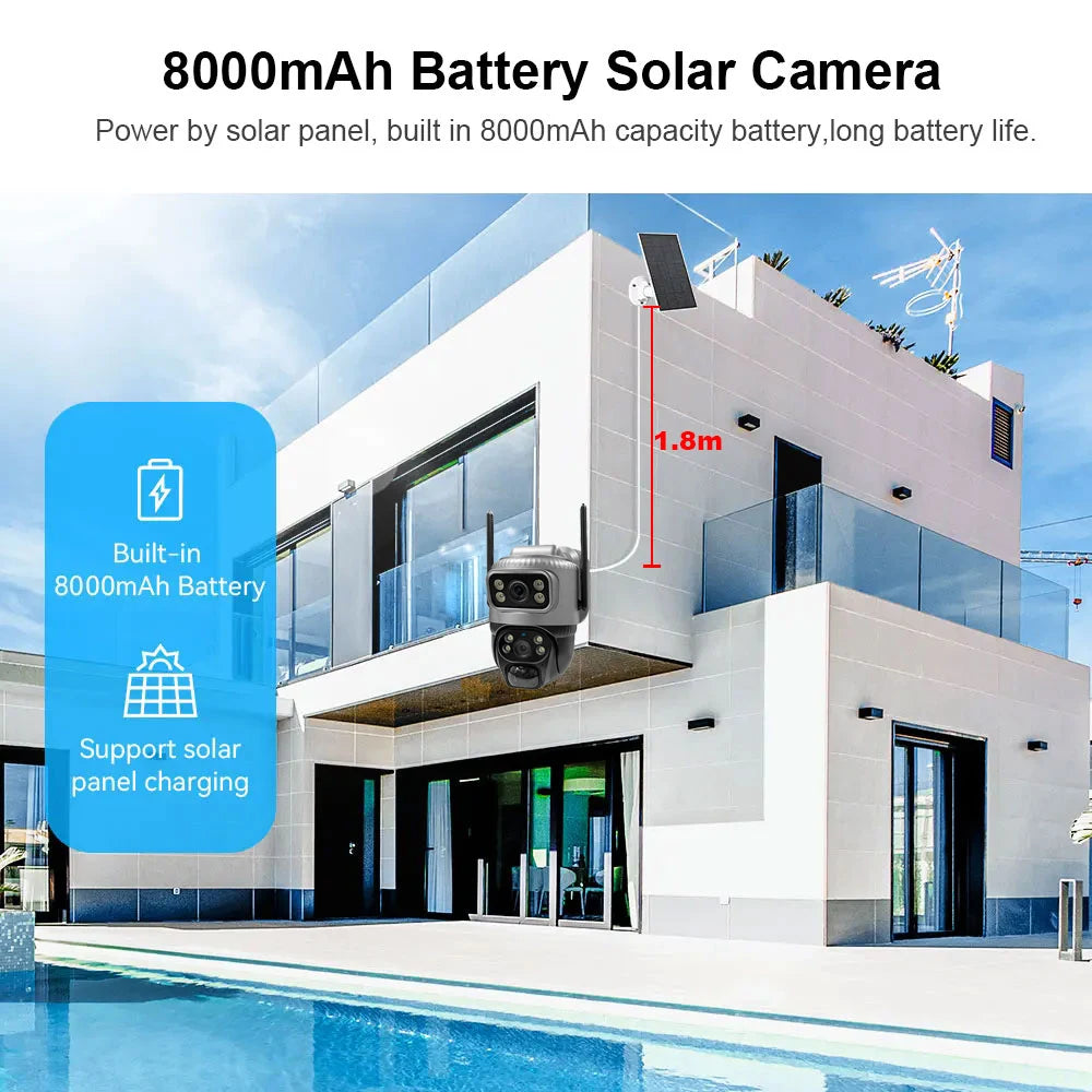 V380 4G Camera With Sim Card Solar Panel Low Power Waterproof CCTV Camera Support PIR Human Detect Night Vision Built in Battery