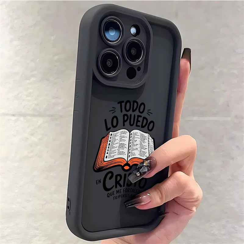 Christian Bible Book Pattern Silicone Phone Case For Samsung Galaxy S25 Ultra S24 FE S23 Plus S22 S21 S20 A15 A55 A54 A35 Cover