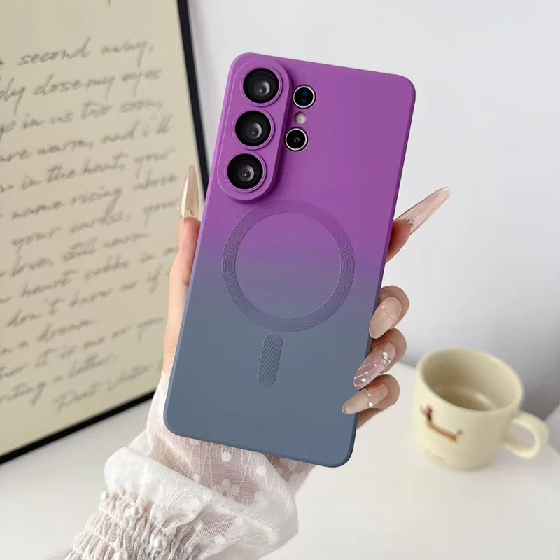 Gradient Wireless Charging Phone Case For Samsung Galaxy S26 Ultra S20 S21 S22 S23 S24 S25 Plus FE Lens All Inclusive Protective