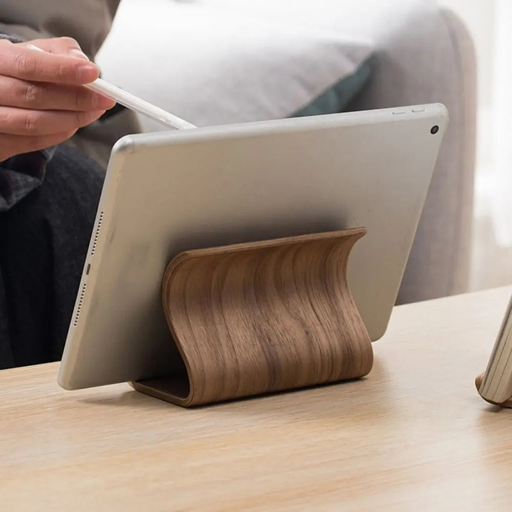 Creative Wood Mobile Phone Holder Portable Elegant Tablet Holder Crafts Durable Wooden Phone Bracket Tabletop Decoration