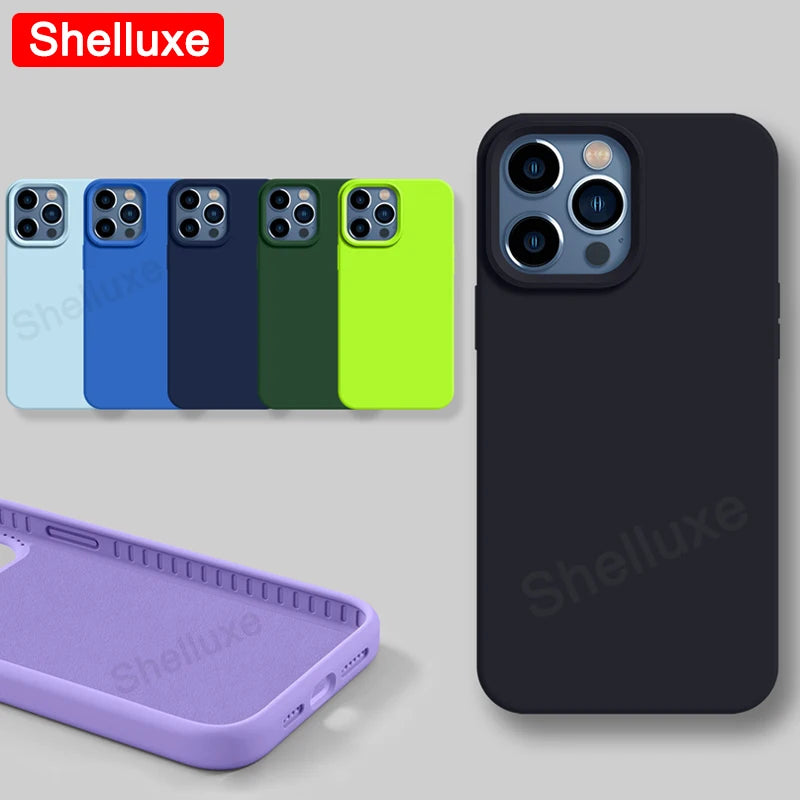 Luxury Liquid Silicone Case Shelluxe For iPhone 17 16 15 14 Pro Max For APPLE iPhone17 Air iPhone16 iPhone15 Plus Phone Cases