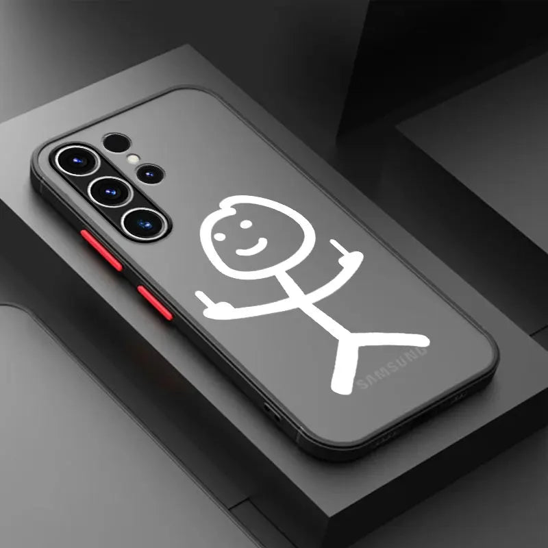 Cute Funny Matchman Phone Case For Samsung S23 S22 Ulrta 5G S21 FE S20 Plus S10e Soft Silicone Edge Cover Matte PC Capas Fashion