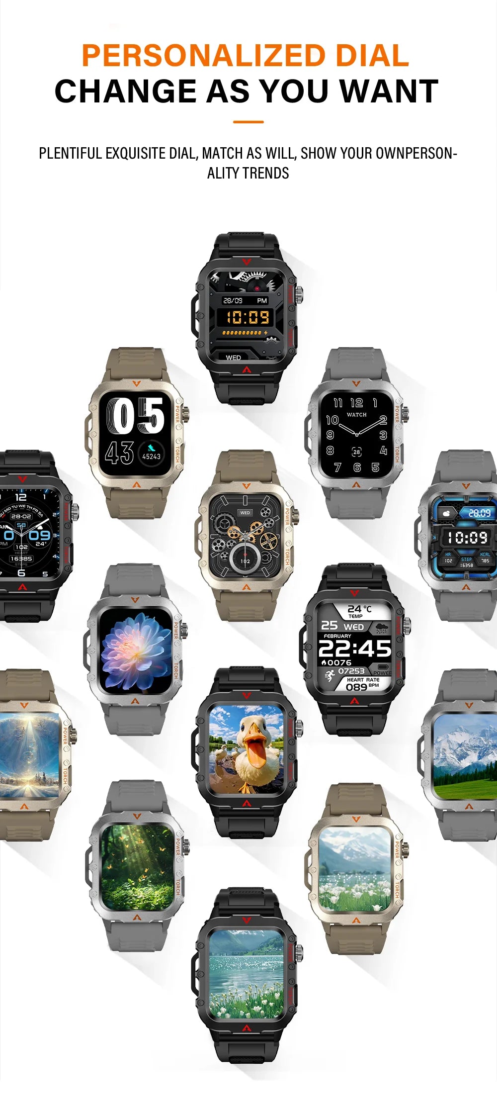G.L Wear 2026 Smartwatch Outdoor Sport Fitness HR SpO2 Sleep Monitor LED Flashlight Bluetooth Call Men Women